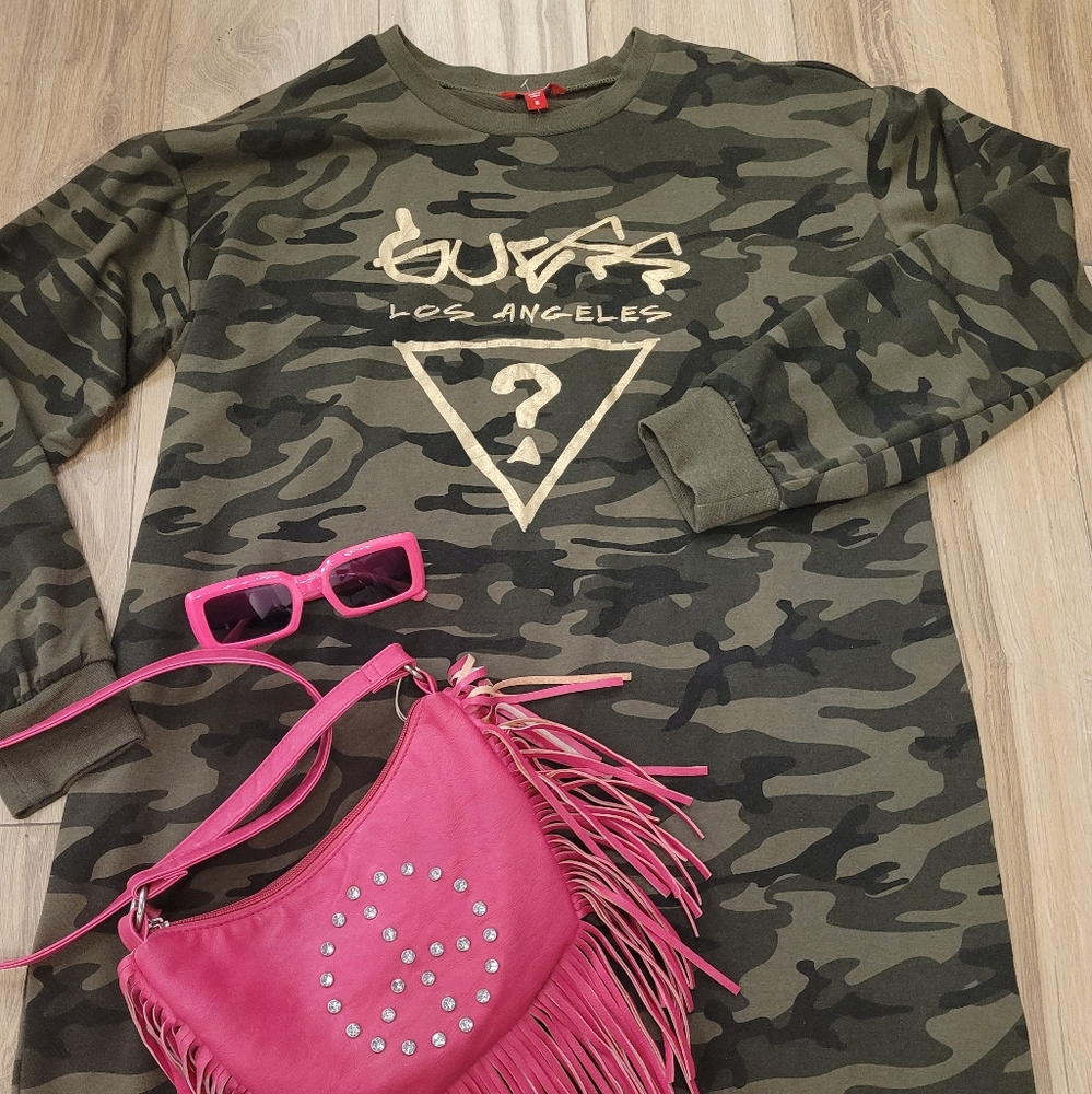 Guess jersey knit camouflage dress